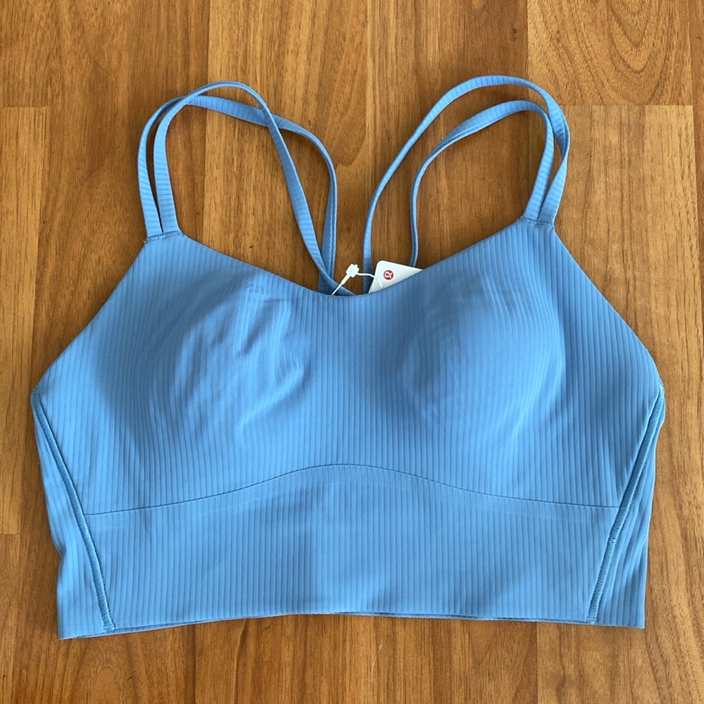 ❤️ Lululemon Like a Cloud Ribbed Longline Bra Blue BLWL Size 8 NWT
